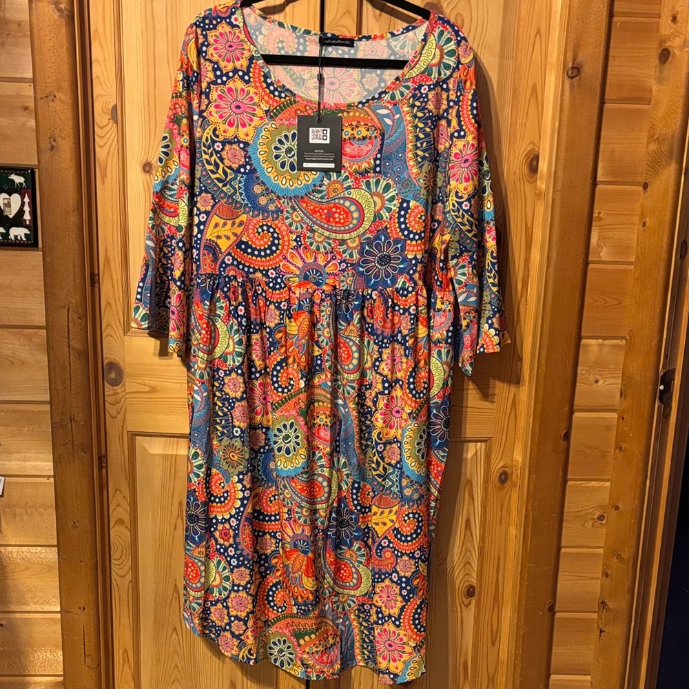 Colorful Paisley Print Women’s Dress - Multicolor